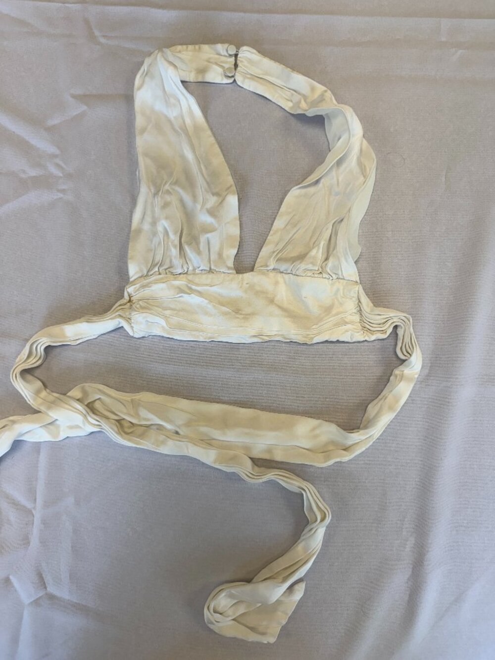 Zara White Halter Satin Crop Top Tie Back Size XS